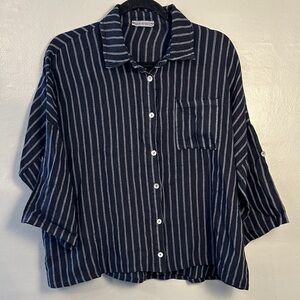 Source Unknown Navy Striped Blouse